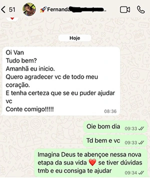Aluna agradece a MV na véspera de começar no novo emprego