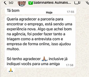 Aluna elogia a triagem e a entrevista online e diz já ter indicado a MV